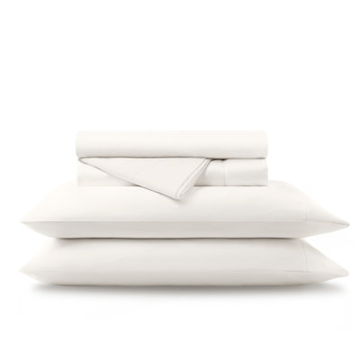 4 Pieces Split King Cotton Sheet Set,Bright White