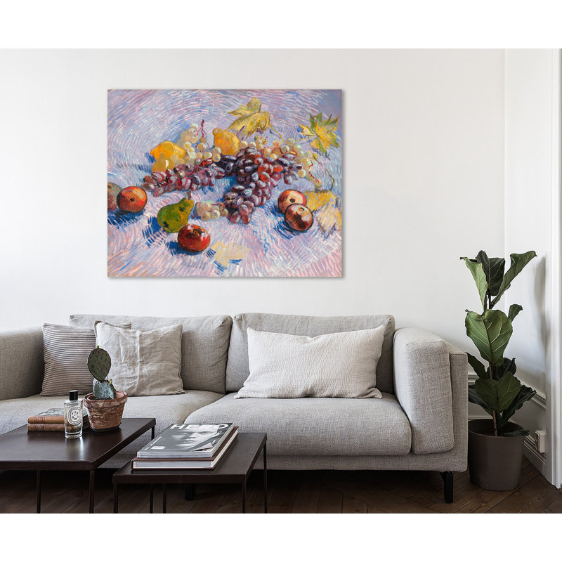 «Grapes, Lemons, Pears and Apples» par Vincent Van Gogh - reproduction d'art sur toile tendue, H 35 po x l 42 po x P 1,5 po