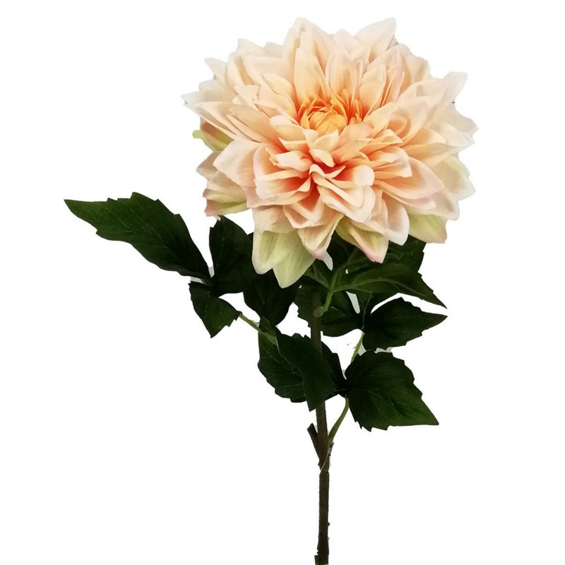 Vraie touche de fleur artificielle dahlia abricot pâle