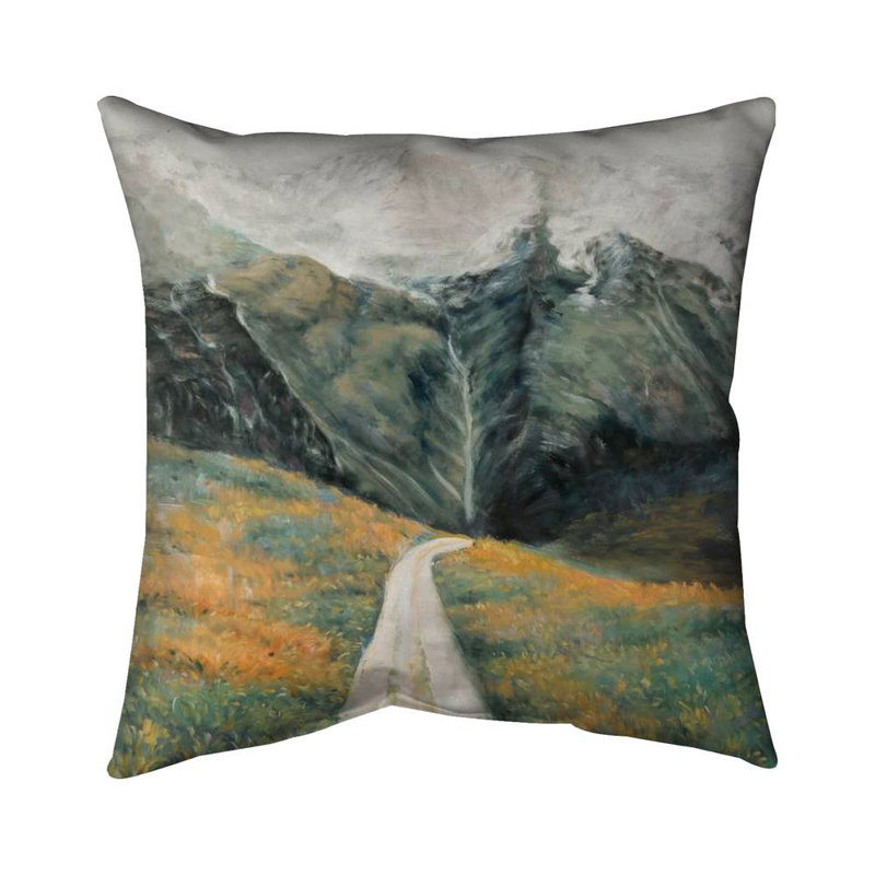 Mountainous landscape - 16"x16" Throw pillow - Poly twill - Print on demand, 16"H x 16"W, Polyester
