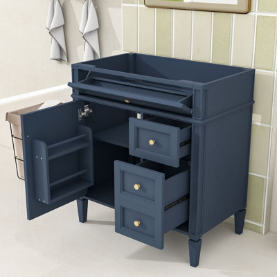 Meuble-lavabo élégant avec tablettes et tiroirs réglables