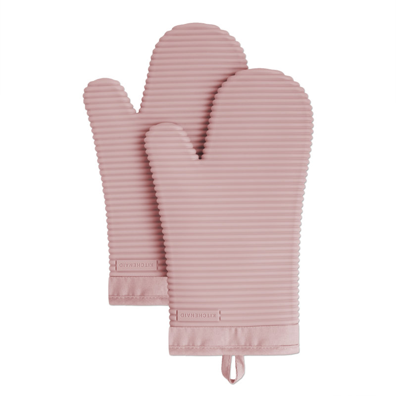 KitchenAid Ribbed Soft Silicone Oven Mitt, Dried Rose