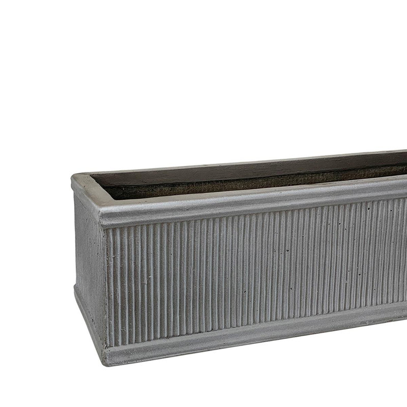 Large Window Box Planter, Frostproof Outdoor Plant Pot, Vintage Style Ribbed Windowsill Planter, Narrow Garden Planter with Drainage Holes