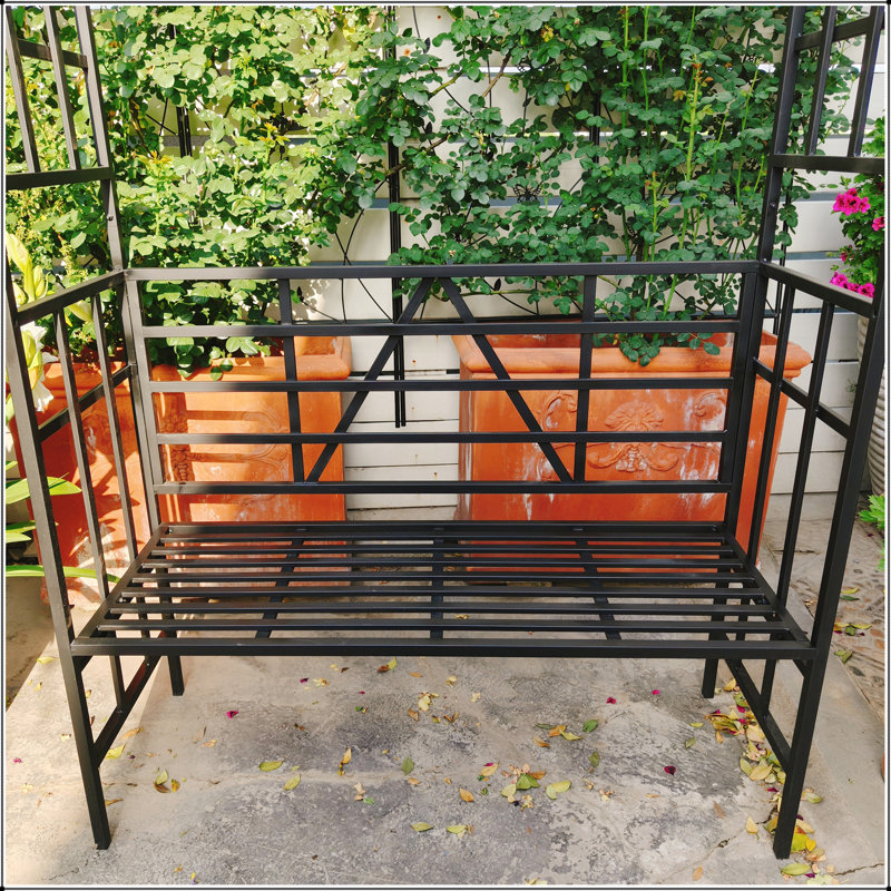 Versatile Metal Garden Arch with Bench and Flower Stand