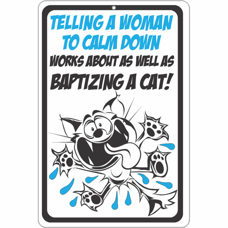 Funny Metal Cat Sign