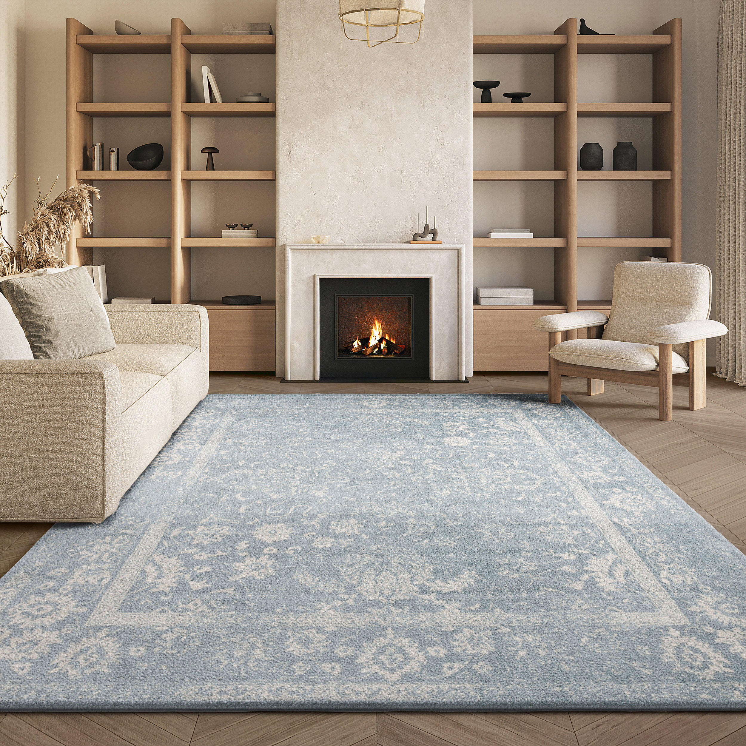 Ophelia & Co. Nuss Oriental Slate/Ivory Area Rug & Reviews - Wayfair Canada