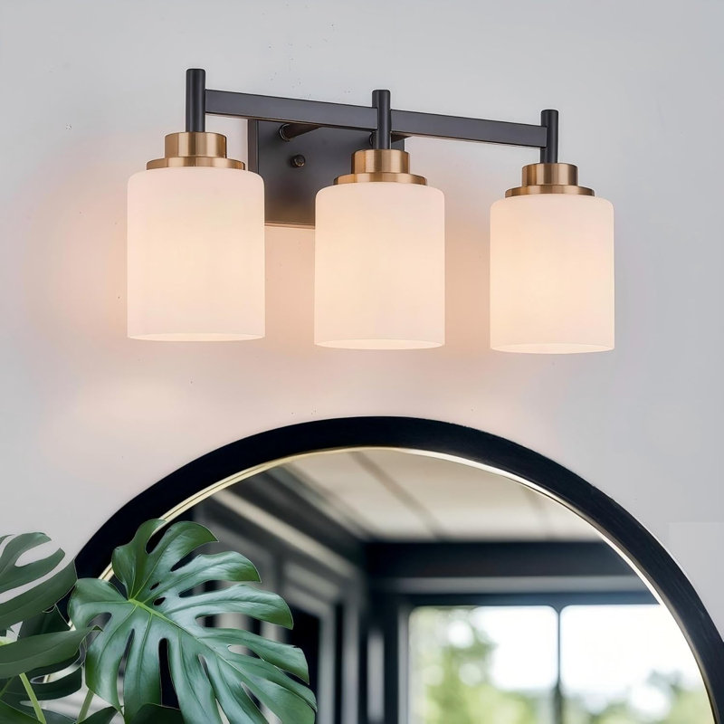 Luminaire de meuble-lavabo moderne avec abat-jour en verre, applique murale à intensité variable pour salle de bain, salon et chambre à coucher