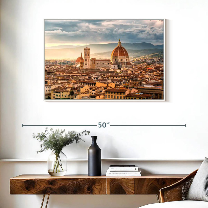 Cathédrale Santa Maria Novella, Cadre flottant blanc, 37 po x 25 po