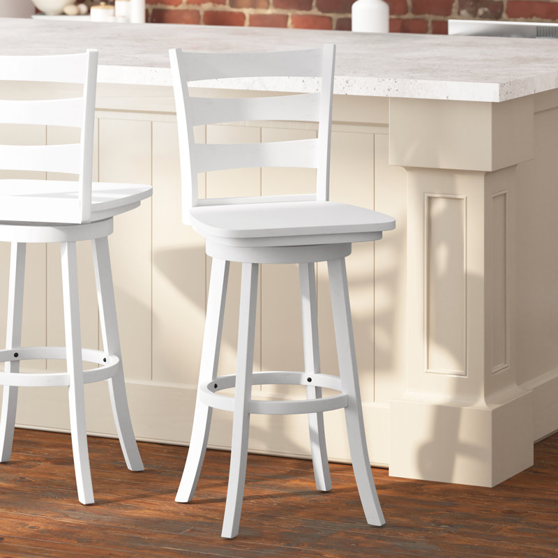 Tabouret de salle à manger Laurel, Tabouret de bar (siège d'une hauteur de 29 po), Blanc délavé antique
