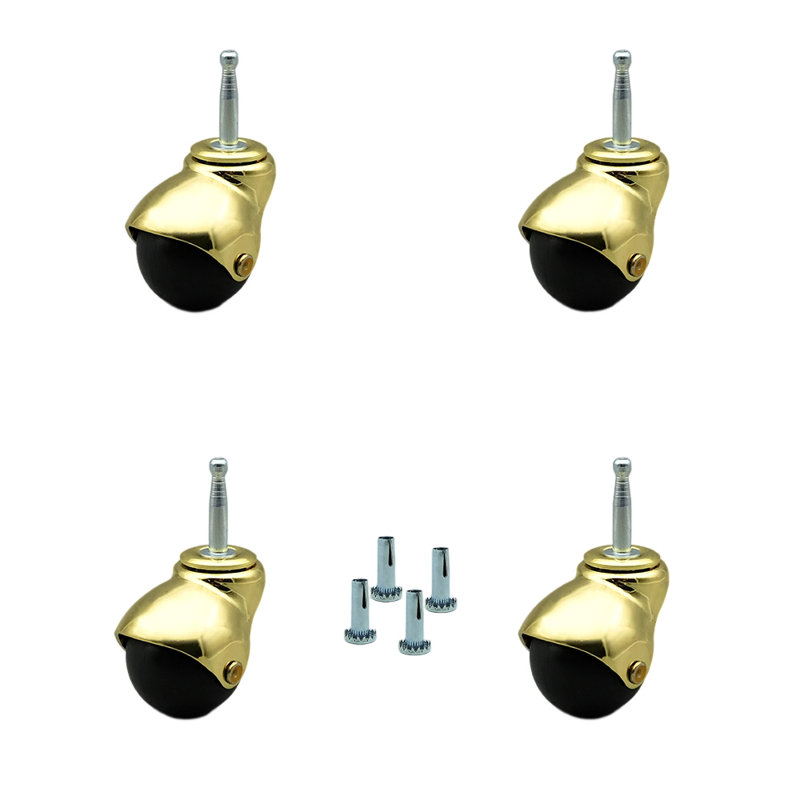 Thermoplastic Rubber Caster, Bright Brass