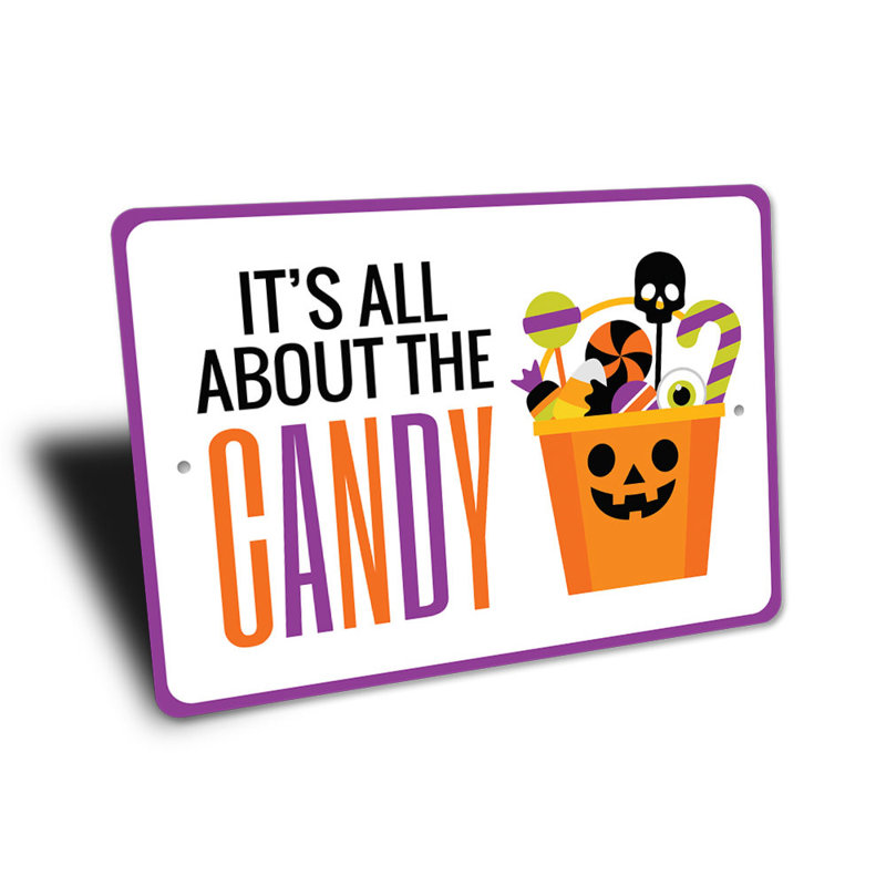 Panneau d'Halloween bonbon en aluminium, H 14 po x l 10 po x P 0,04 po