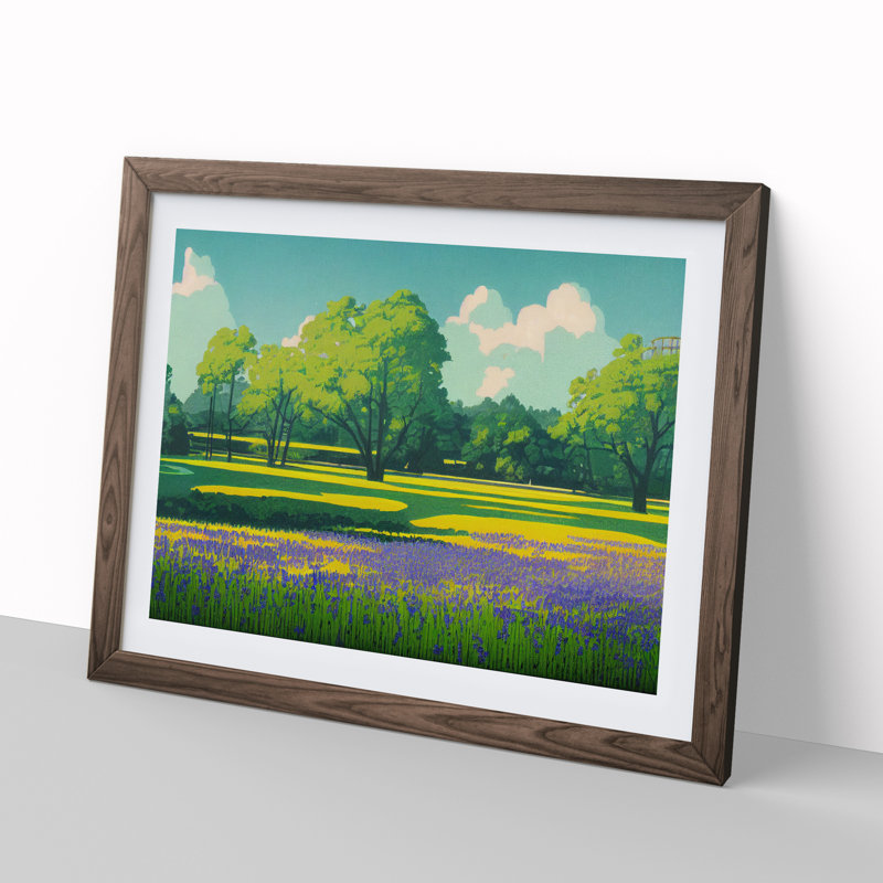 Miraculous Bluebell Field - Framed Print, 46cm H x 64cm W x 2cm D, Walnut