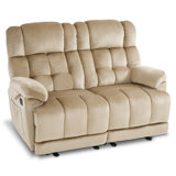 Kenso Fabric Power Recliner Loveseat with Heat and Massage, USB Charge Port