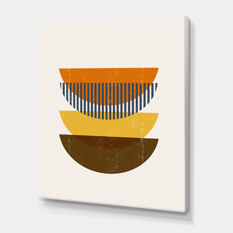 «Abstract Geometric Moon in Earth Tones» - Photographie sur toile tendue, H 32 po x l 16 po x P 1 po
