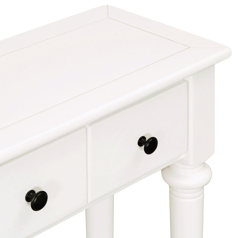 Console blanche By. 4 tiroirs et tablette ouverte. Finition pin rustique. Pin. Idéal pour les entrées, les salons et les couloirs. Assemblage rapide blanc. Style à 4 tablettes. Look rétro avec placage.