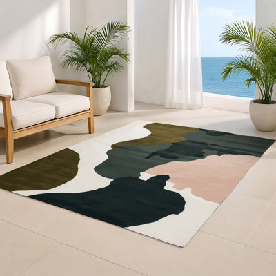 Watercolor Beige Indoor and Outdoor Area Rug
