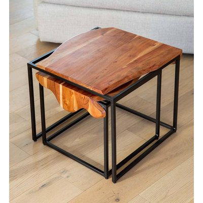 Cili Solid Wood Top Nesting Tables