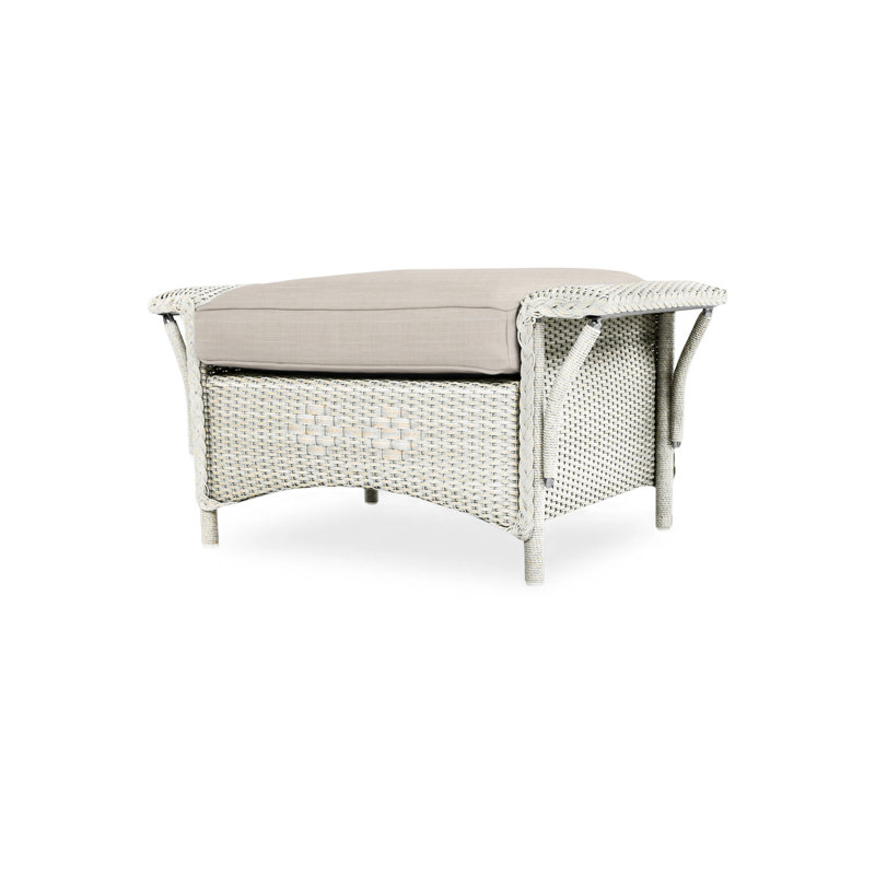 Nantucket Outdoor Ottoman, White, Rollo Linen