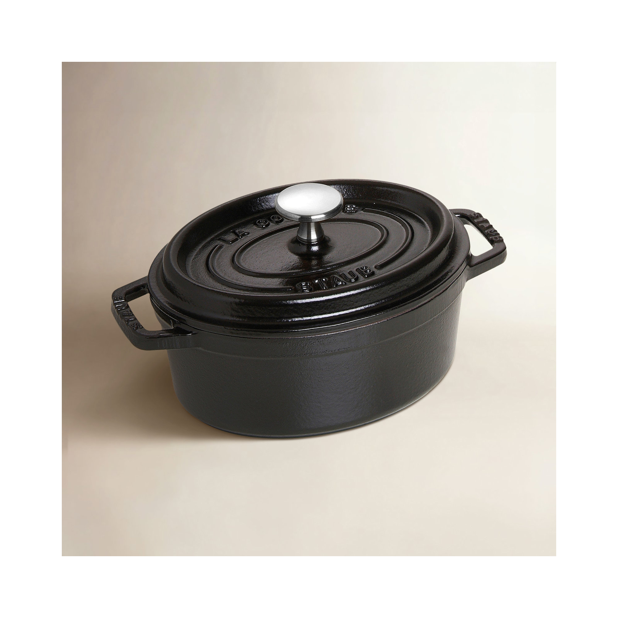 Staub Cast Iron Oval Cocotte, 1.06 Quart, Black Matte
