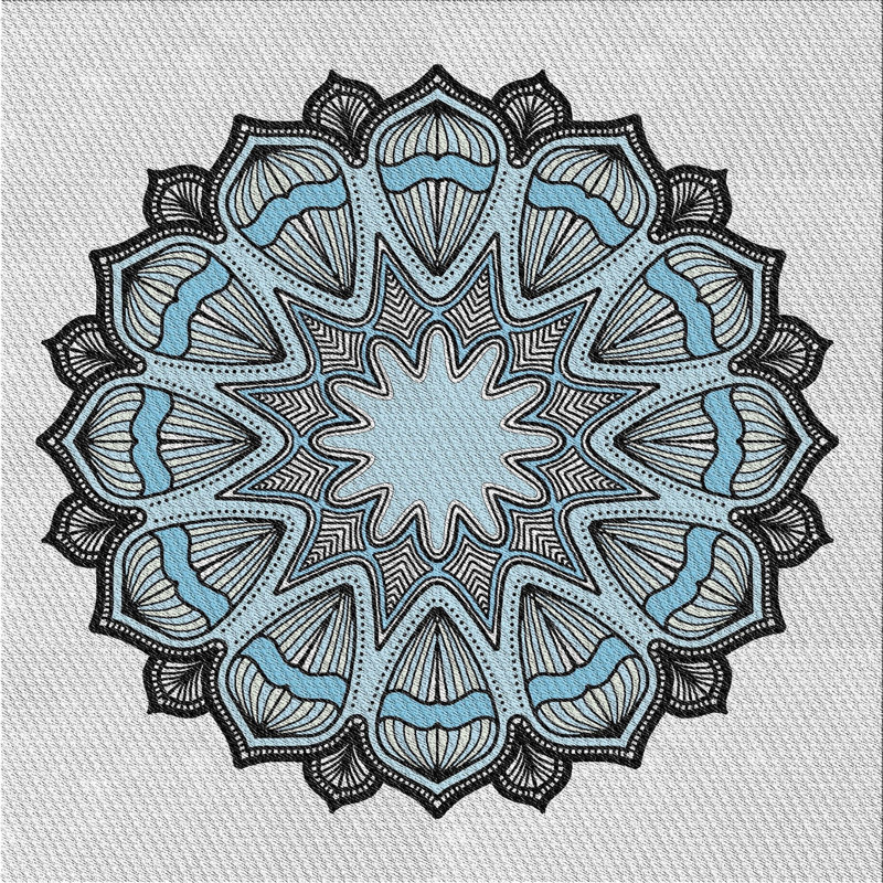 Laine tissée à la main en laine et polyester bleu/noir/gris Tapis décoratif, Carré 3 pi