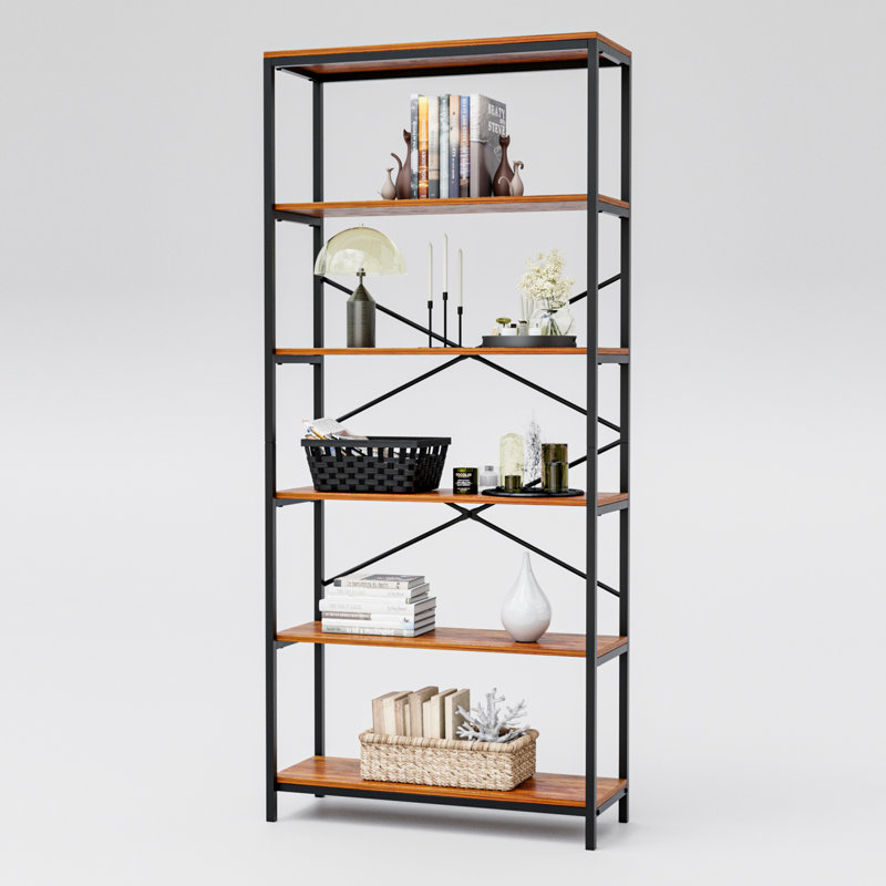 71'' H x 31.6'' W Shelving Unit Bookshelf Office Storage Shelf, Vintage Brown