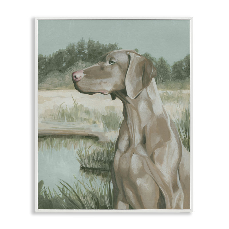 «Stoic Labrador Landscape», art de la giclée encadrée par Grace Popp, Estampe numérique encadrée blanc bord de mer
