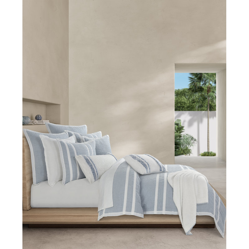 Sky Blue Cotton-Blend Nautical Square Throw Pillow 18" x 18"