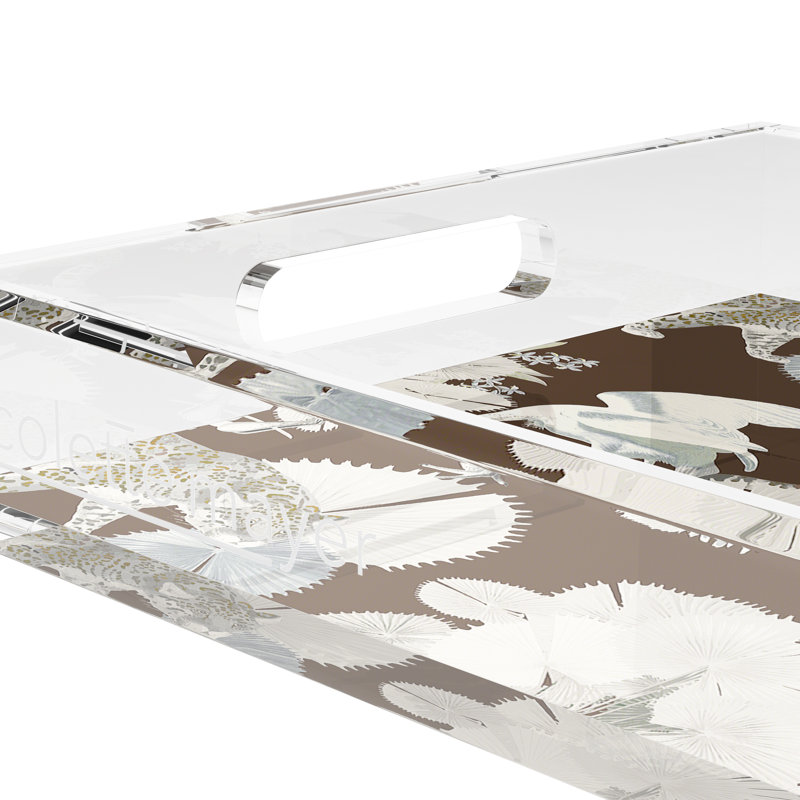 Plateau décoratif rectangulaire Leopard Walk, Chocolat, L 22,5 po x P 14,5 po x H 2 po
