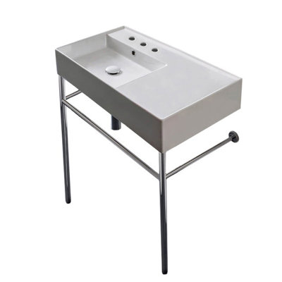Scarabeo By Nameeks Teorema 17.32'' White Ceramic Rectangular Bathroom Sink with Overflow