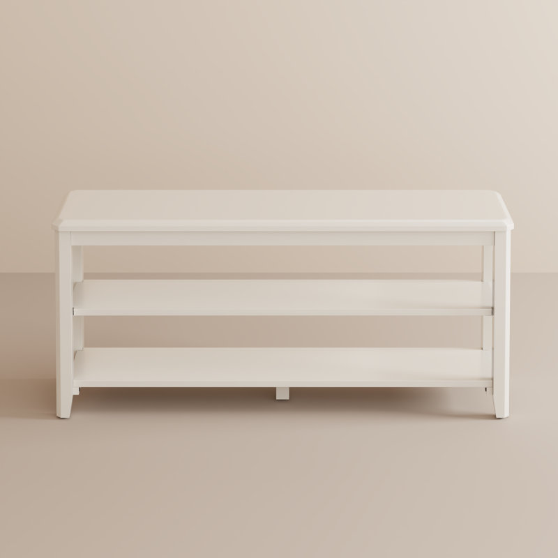 Bancs de rangement en bois massif Aevah, L 47,24 po x P 11,81 po x H 20,47 po, Blanc