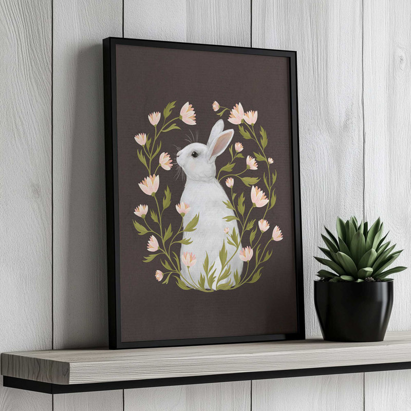 «White Rabbit Floral» par Laura Graves, reproduction d'art sur toile, H 40 po x l 30 po, Tanné