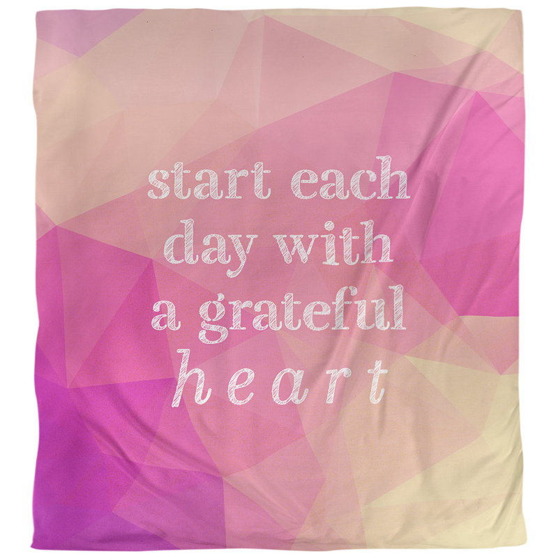 Housse de couette simple à citation gratitude, Housse de couette pour grand lit, Diamant rose