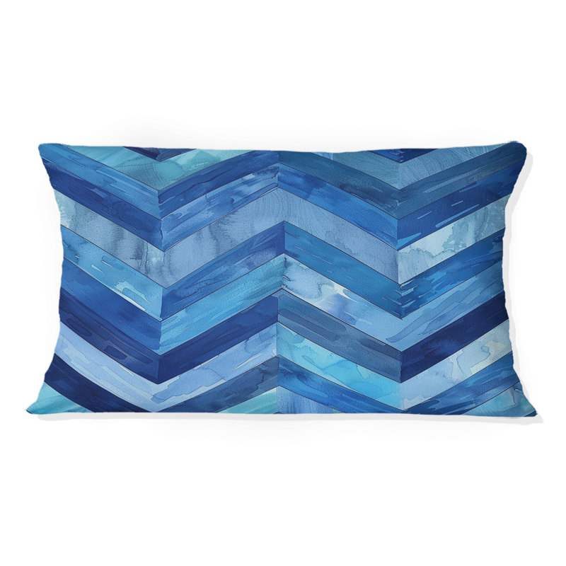 Coussin lombaire bleu à motif de chevrons moderne I