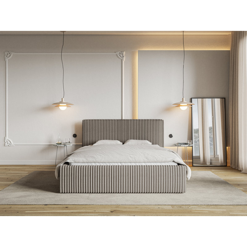 Angeleen Upholstered Ottoman Storage Bed, King (160 x 200 cm), Dark Beige