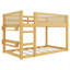 Lit superposé simple au-dessus d'un lit simple avec tablettes de rangement et garde-corps en rotin-133702041