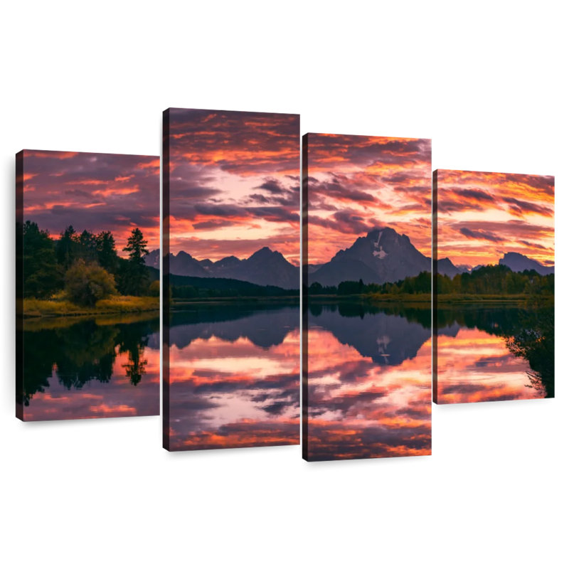 Alvord Grand Teton, coucher de soleil brillant, H 32 po x l 52 po