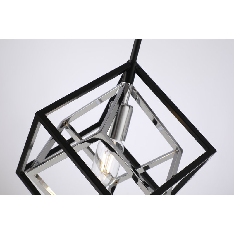 Luminaire suspendu chromé à 1 lumière Zema