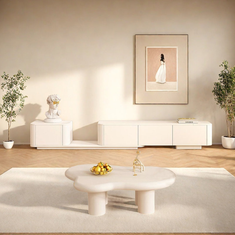 Ensemble de meuble télé et table basse extensible en bois