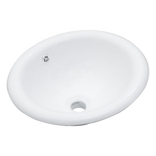 17"L*15"W White Ceramic Bathroom Vanity Sink Oval Single Bowl Drop-in Sink with Overflow