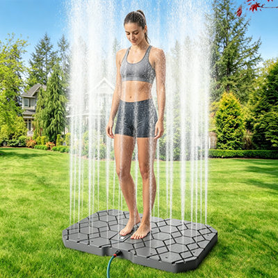 Outdoor Shower Pool Shower Portable Non-Slip Garden Shower with Adjustable Water Flow Height for Outdoor Water Play Backyard Pool Beach Spa Lawn Grey