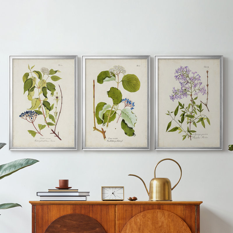 Arbre en fleurs I - Toile tendue avec châssis sur mesure - 3 pièces, Argent argent, H 21 po x l 30 po