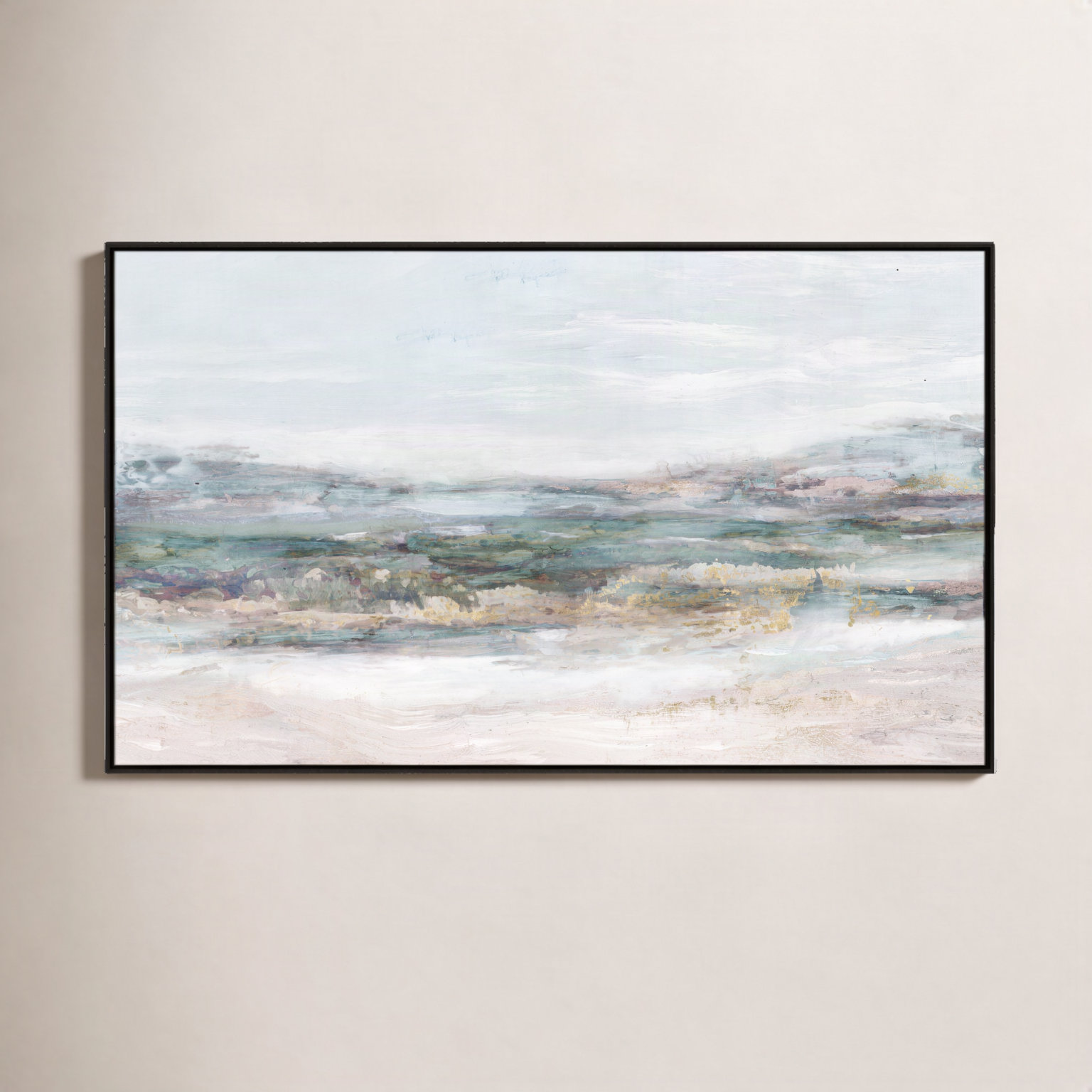 Lori "Dazzling" Painting by Matina Theodosiou, 41.5" H x 61.5" W x 2" D, Espresso Framed Canvas, No Mat