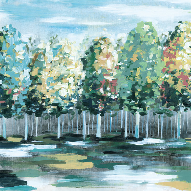 Abstract Tree Landscape - Wrapped Canvas Painting, 30cm H x 30cm W x 3.8cm D