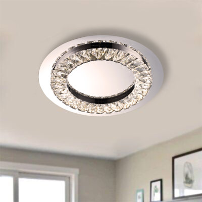 Plafonnier encastré transitionnel rond en cristal