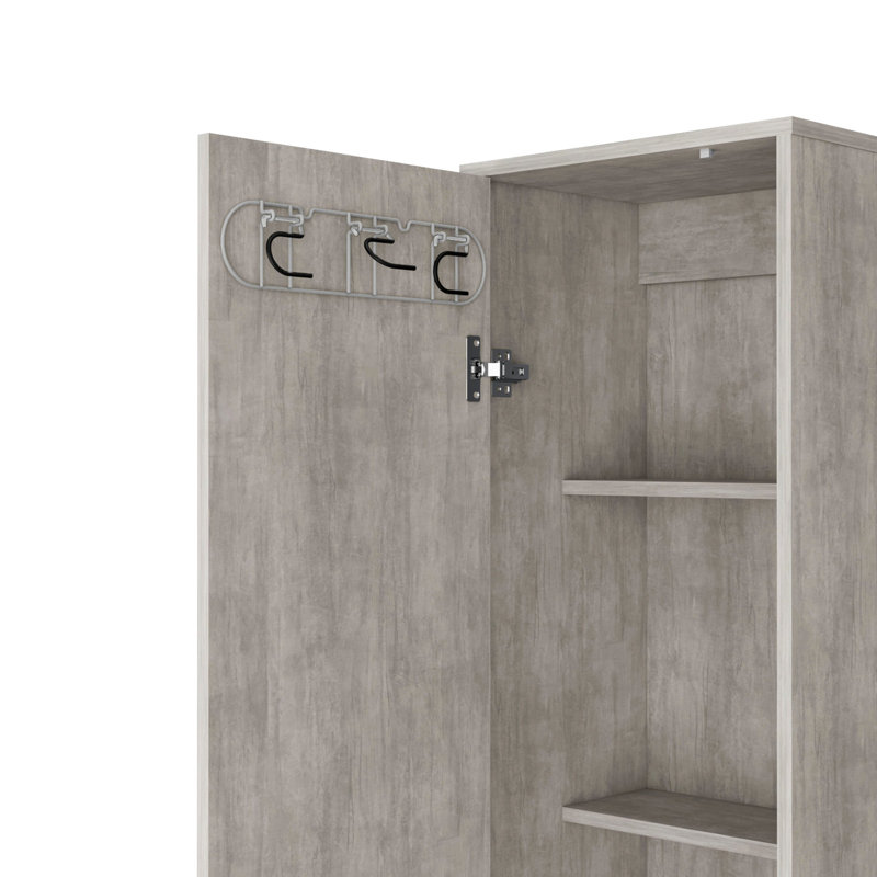 Armoire de rangement en sac de couchage gris béton avec 5 tablettes - Les sacs de rangement à 5 tablettes créent un espace de vie organisé
