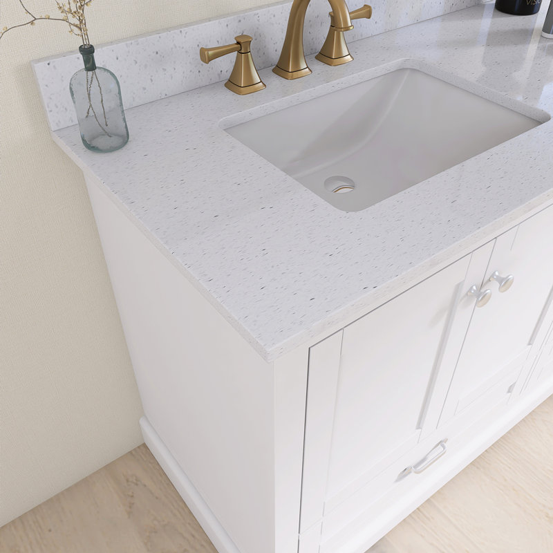 Meuble-lavabo autoportant 80 po à double cuve avec plateau en marbre de culture 80 po