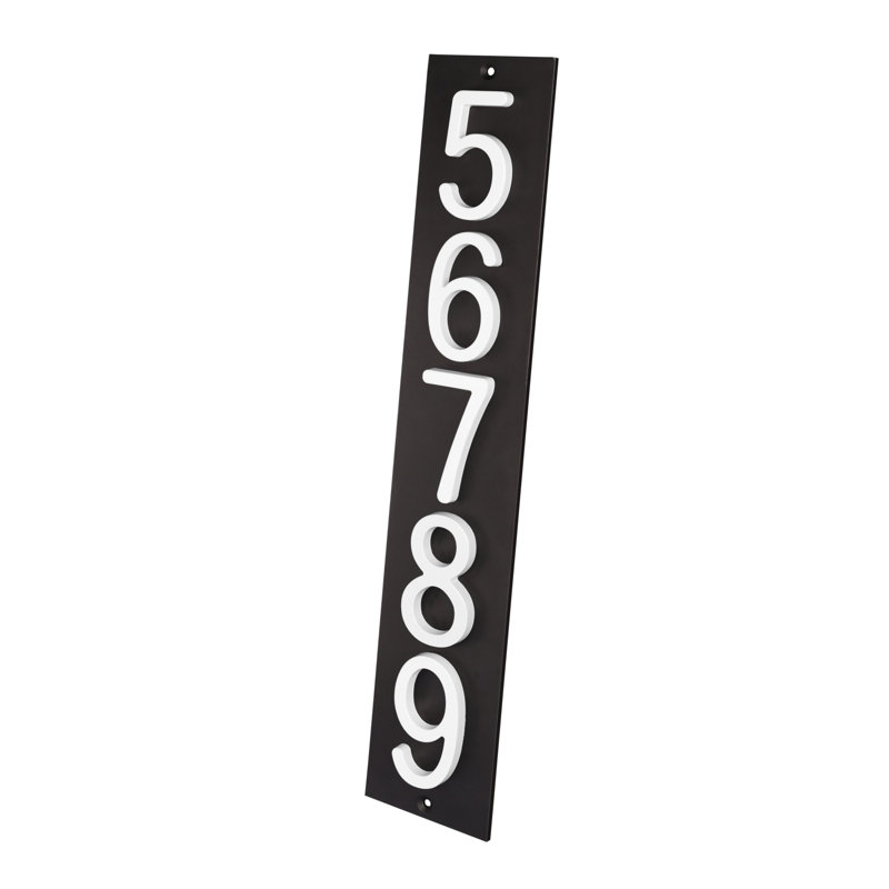 Plaque d'adresse verticale Amgo, Noir, noir, noir, noir, Blanc, Oui