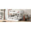 Lit simple superposé au dessus d'un lit double blanc avec 2 rangements sécurisés et stabilité de longévité-558091421