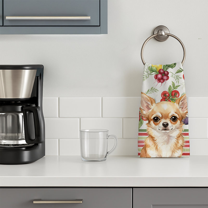 Fawn Chihuahua Vegetables Kitchen Towel, Fawn Chihuahua