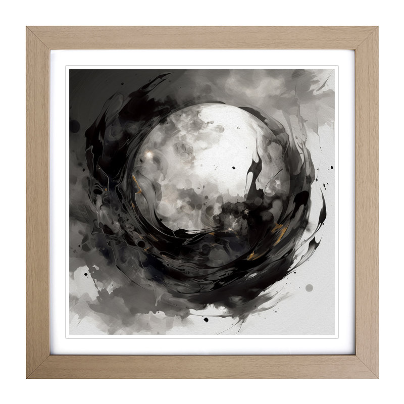 Moon Gestural Art No.1 - Framed Print, Oak